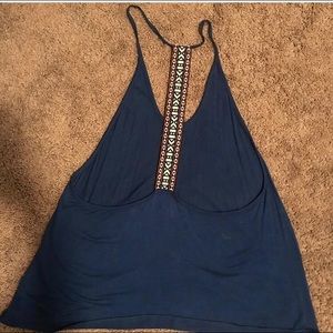 Loose fitting tank with Aztec strap on back